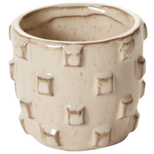 Ticul Ceramic Pot 3.75×3" Tan | Pioneer Wholesale Candleholders