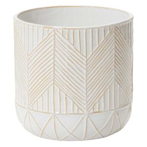 Whitcomb Ceramic Pot 7×6.75" White | Pioneer Wholesale Candleholders