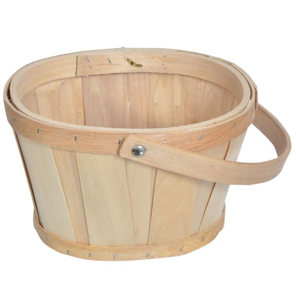 Woodchip Flower Basket w/Drop Handle **Must Buy 3 Asst Shapes** – Natural Natural | Pioneer Wholesale Woodchip