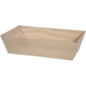 Wooden Tapered Tray 15.25×9.5×3.75" Natural | Pioneer Wholesale Rectangle