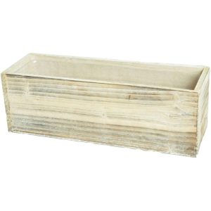 Woodland Rectangular Planter 12×4" Whitewash | Pioneer Wholesale Large Containers