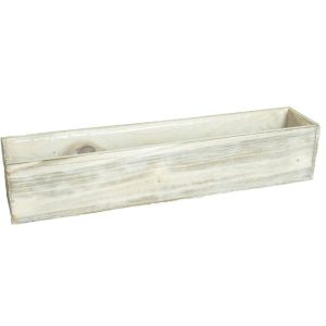 Woodland Rectangular Planter 20x4x4" Whitewash | Pioneer Wholesale Containers for Succulents