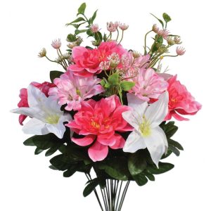 Mixed Dahlia & Zinnia Bush x14, 20" Pink/Cream | Pioneer Wholesale Monument Bushes