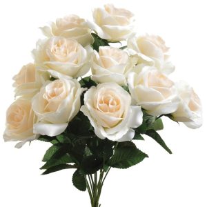 Colorfast "Kylie" Open Rose Bush x12, 17" Beige | Pioneer Wholesale Colorfast Flowers