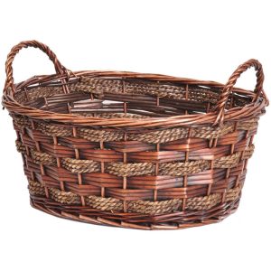 Oval Rope & Willow "Living Garden" Basket 17.5" Brown Stained | Pioneer Wholesale Oval