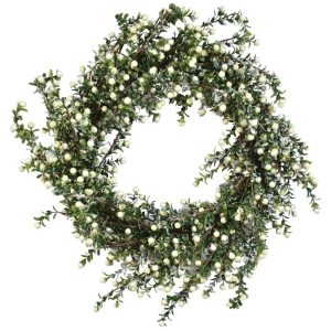 Snowy Berry Wreath 24" White/Green | Pioneer Wholesale Wreaths