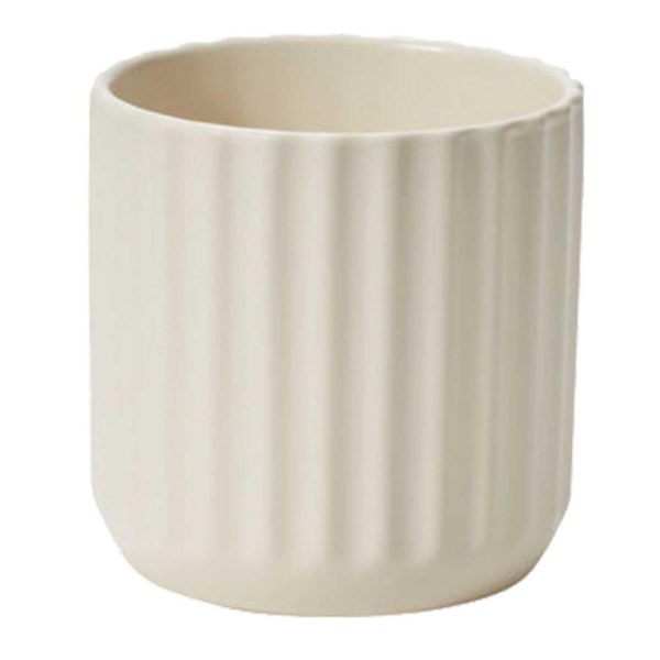 Beam Ceramic Pot 4.75×4.5" Off White | Pioneer Wholesale Round