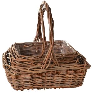 Rectangular Unpeeled Willow Basket Set of 3 w/Liners – Rustic Rustic | Pioneer Wholesale Unpeeled Willow