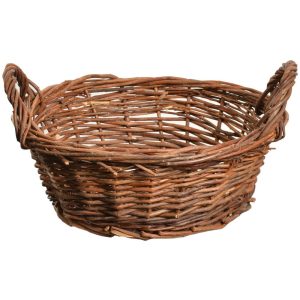 Round Unpeeled Willow Fruit Basket w/Side Handles 12" Rustic | Pioneer Wholesale No Liner