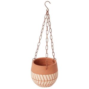 Severn Hanging Stoneware Pot 4.75×5.75" Tan | Pioneer Wholesale Plant Stands & Hanging Pots