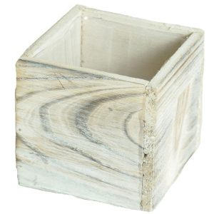 Woodland Square Planter 4×4" Whitewash | Pioneer Wholesale Wooden Containers