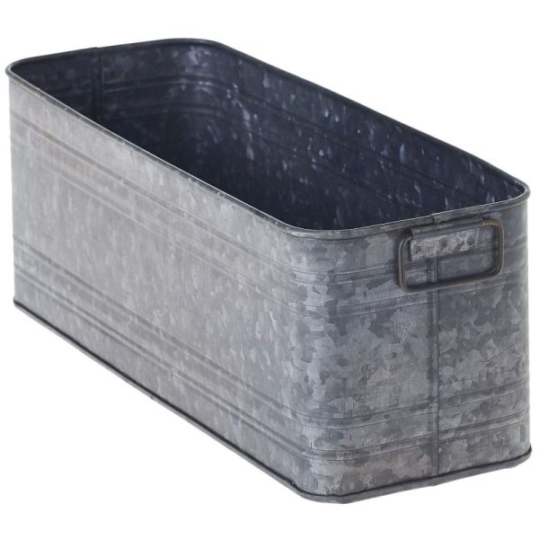 Irondale Metal Planter 14x5x5" Gray | Pioneer Wholesale Rectangles