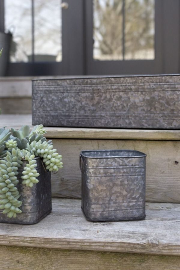 Irondale Metal Planter 14x5x5" Gray | Pioneer Wholesale Rectangles